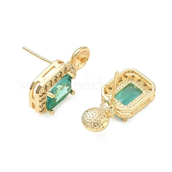 Brass Pave Cubic Zirconia Stud Earring Findings&nbsp;KK-C172-10G