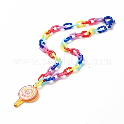 Lovely Opaque Acrylic Pendant Necklace for Teen Girl Women&nbsp;NJEW-JN03752