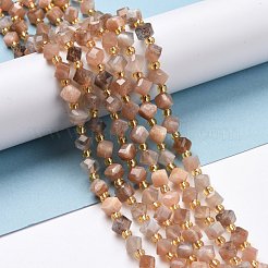 天然マルチムーンストーン ビーズ 連売り  シードビーズで  多面カット  斜めキューブビーズ  5~6x5~6x4~5mm  穴：1mm  約49~55個/連  15.35''~15.75''（39~40センチメートル）&nbsp;G-P463-06