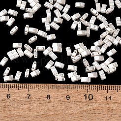 MIYUKIハーフティラビーズ  日本製シードビーズ  2の穴  （htl592)アンティークアイボリーパールセイロン  5x2.3x1.9mm  穴：0.8mm  約12500個/500g&nbsp;SEED-MY05-HTL592
