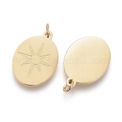 イオンプレーティング（IP）304ステンレスペンダント  丸カン付き  レーザー切断  星と楕円  ゴールドカラー  12.5x9x0.8mm  丸カン：3x0.5ミリ  1.5mm内径&nbsp;X-STAS-H100-40G