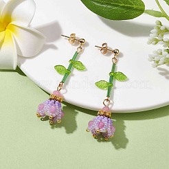 Dyed Natural Malaysia Jade Dangle Stud Earrings&nbsp;EJEW-MZ00125-02