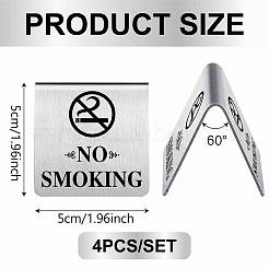 ステンレススチール製ホテルレストランテーブル禁煙テントサイン4個  ステンレス鋼色  ブラック  50x50x1.2mm&nbsp;DJEW-WH20123-002