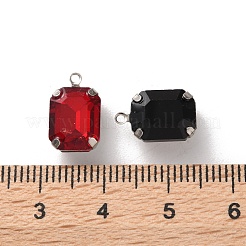 ラインストーンチャーム  真鍮パーツ  長方形  ミックスカラー  13x8x5.5mm  穴：1.2mm&nbsp;RGLA-P038-02P