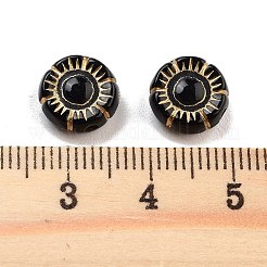 メッキアクリルビーズ  ゴールドライン入り  フラットラウンド  ブラック  10x3.5mm  穴：1.6mm  1937個/ 500g&nbsp;OACR-Q084-07A