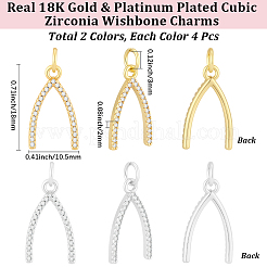 8Pcs 2 Colors Rack Plating Brass Micro Pave Cubic Zirconia Pendants&nbsp;KK-BBC0027-82