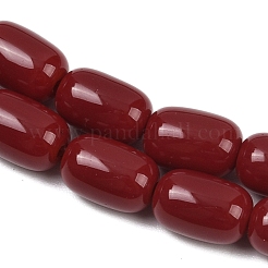 オペークガラスビーズ連売り  バレル  暗赤色  9x6mm  穴：1mm  約43個/連  15.28''（38.8センチメートル）&nbsp;X-GLAA-Z015-02G