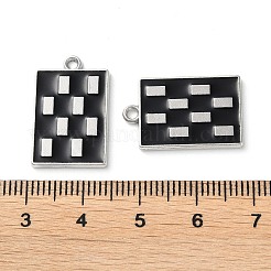 合金エナメルチャーム  鉛フリー＆カドミウムフリー  プラチナ  長方形のチャーム  ブラック  21.5x14x1.5mm  穴：1.6mm&nbsp;FIND-Z014-05P