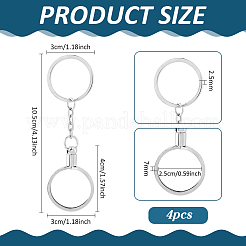 4Pcs Flat Round Zinc Alloy Coin Holder Keychains&nbsp;KEYC-FG0001-26B-P