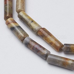 天然クレイジーレースアゲートビーズ連売り  チューブ  13~14x3.5~5mm  穴：1mm  約29個/連  15.1~15.7インチ（385~400mm）&nbsp;X-G-G968-F11