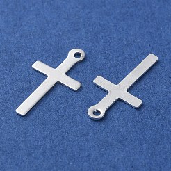 真鍮チャーム  カドミウムフリー＆鉛フリー  クロスチャーム  925銀メッキ  13.5x7x0.5mm  穴：0.8mm&nbsp;KK-F880-05S-03