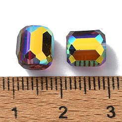 Ab色のメッキガラスビーズ  ファセットバレル  暗赤色  8.5x7.5mm  穴：1.4mm&nbsp;GLAA-F108-12B-12