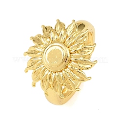 Brass Flower Cuff Rings for Women&nbsp;RJEW-A088-03G