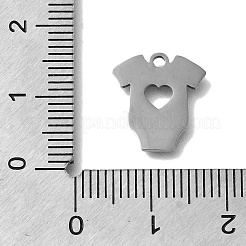 ステンレスペンダント201個  ハートのチャームが付いた服  ステンレス鋼色  13.5x12.5x1mm  穴：1.4mm&nbsp;X-STAS-R136-32P