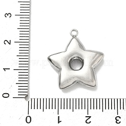 304ステンレスペンダント  スターのチャーム  ステンレス鋼色  21.5x19.5x4mm  穴：1.8mm&nbsp;X-STAS-L301-13P