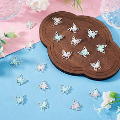 20本2色合金ペンダント  蝶  樹脂と  ミックスカラー  16x15.5x5mm  穴：2mm  10個/カラー&nbsp;FIND-TA0010-11