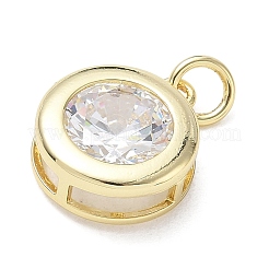 Brass Pave Clear Cubic Zirconia Pendants&nbsp;KK-CBA56EF-36C-G