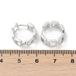 真鍮クリアキュービックジルコニアフープピアス  正方形  プラチナ  14x5x15.5mm&nbsp;EJEW-Q016-02P