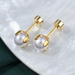 Round Plastic Imitation Pearl Ear Fake Plugs&nbsp;EJEW-H105-18G