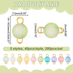 200Pcs 5 Styles Frosted Transparent Acrylic Round Links Connector Charms&nbsp;PALLOY-HY00122