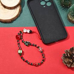 Lampwork & Glass Christmas Phone Lanyard Wrist Strap&nbsp;HJEW-SZ00098