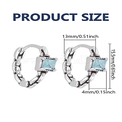 真鍮ラインストーンフープピアス1組  チェーンチャーム  アンティークシルバー  13x15.5x4mm&nbsp;EJEW-LP0004-95