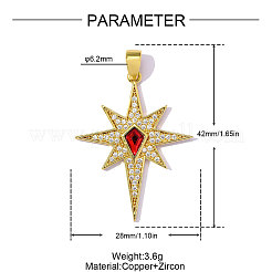 Brass Micro Pave Red Cubic Zirconia Pendants&nbsp;CU-OY001-76G