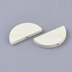 スプレー塗装天然木ビーズ  半円  ホワイト  13~15x30x4~5mm  穴：1.2mm&nbsp;WOOD-N004-C-01