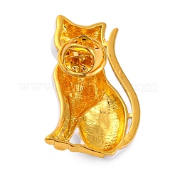 猫型合金エナメルピン  子猫のブローチ  ゴールドカラー  ホワイト  36x21.5mm&nbsp;JEWB-Q045-03G