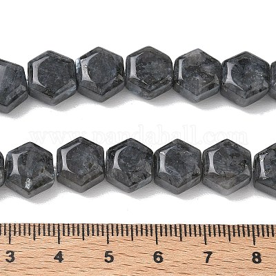 天然ラルビカイトビーズ連売り 六角 10~10.5x11~11.5x6.5~7mm 穴：1mm