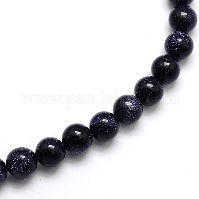 Synthetic Blue Goldstone Round Beads Strands&nbsp;G-O047-11-8mm-1