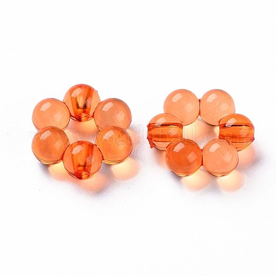 透明なアクリルビーズフレーム  花  ダークオレンジ  16.5x15.5x6mm  穴：2mm  約674個/500g&nbsp;TACR-S153-01A-84-1