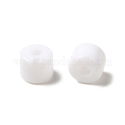 不透明なアクリルビーズ  コラム  ホワイト  6.5x5mm  穴：2.2mm&nbsp;SACR-Z001-01M-1