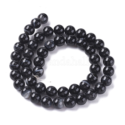 Natural Black Agate Beads Strands&nbsp;X-G-G582-8mm-60-1