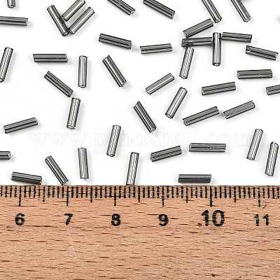 ガラス竹ビーズ  銀並ぶ  グレー  6~8x1.8mm  穴：0.6mm  10000個/ポンド&nbsp;TSDB6MM52-1