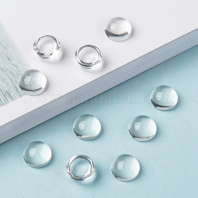 透明な半円形のガラスカボション  透明  10~11x5~6mm&nbsp;GGLA-R027-10mm-1