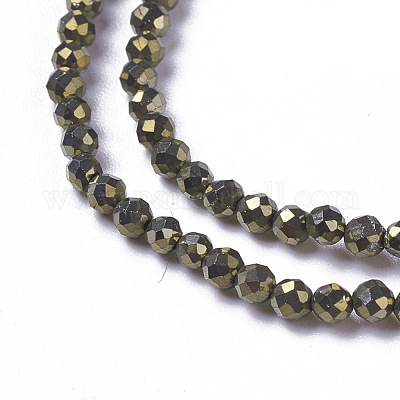 Natural Pyrite Beads Strands&nbsp;G-F596-38-3mm-1