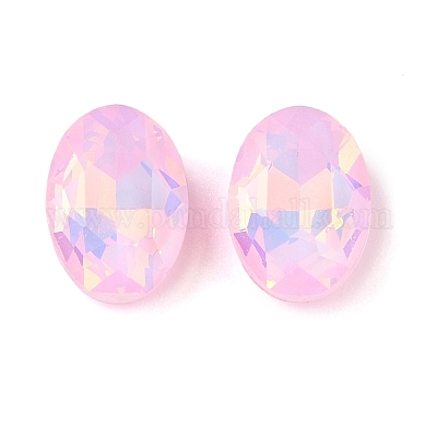 ガラスカボション  多面カット  オーバル  パールピンク  14x10x5mm  36個/セット&nbsp;GLAA-N0028-06D-1