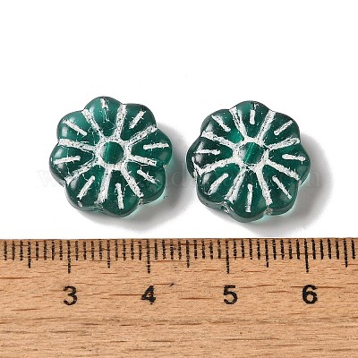 透明なランプワークビーズ  花  ダークシアン  15x6mm  穴：1mm  約48~58個/100g&nbsp;LAMP-P065-03A-05-1