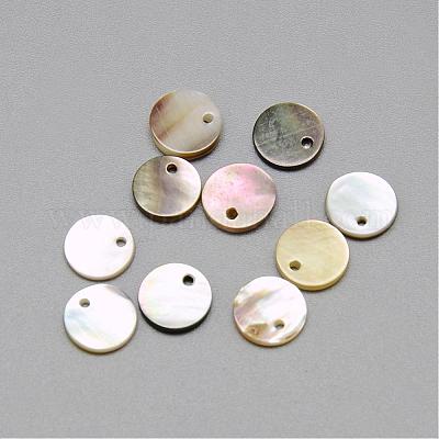 黒リップシェルペンダント  フラットラウンド  ブラック  7~8x1~2mm  穴：1mm&nbsp;SSHEL-R042-41-1