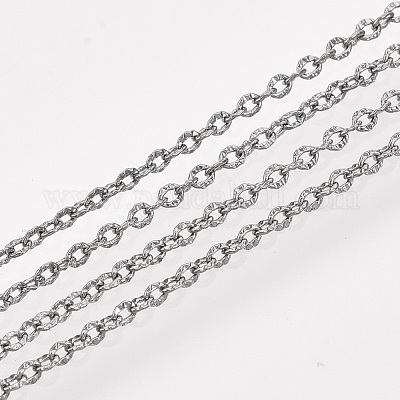 真鍮製アズキチェーン  テクスチャ  溶接されていない  スプールで  オーバル  ガンメタ色  2x1.5x0.5mm  約328.08フィート（100m）/ロール&nbsp;CHC-T007-04B-1