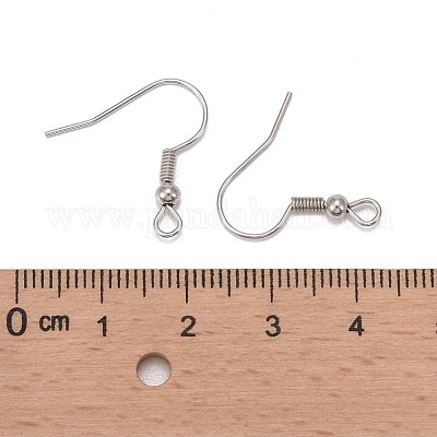 アイアン製ピアスフック  水平ループ付き  イヤリングのパーツをぶら下げる  ニッケルフリー  プラチナ  17~19x0.8mm  穴：2mm  ピン：0.6mm&nbsp;X-E135-NF-1