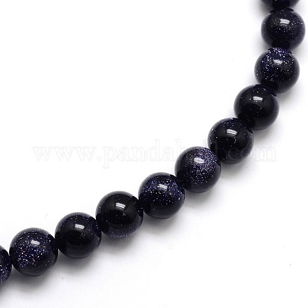 Synthetic Blue Goldstone Round Beads Strands&nbsp;G-O047-11-8mm-1