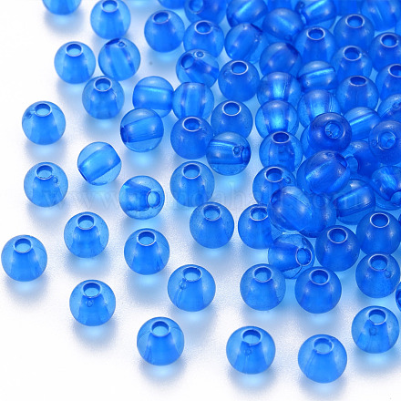 透明なアクリルビーズ  ラウンド  ディープスカイブルー  6x5mm  穴：1.8mm  約4400個/500g&nbsp;MACR-S370-A6mm-759-1