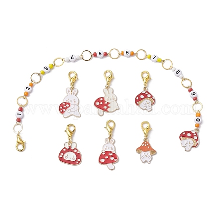 ✳︎タイマイ✳︎ ウサギ&キノコ合金エナメル編み列カウンターチェーン&ロッキング