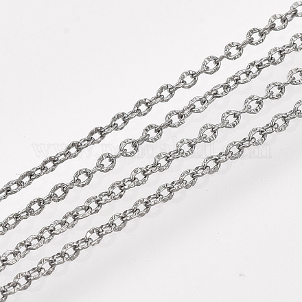 真鍮製アズキチェーン  テクスチャ  溶接されていない  スプールで  オーバル  ガンメタ色  2x1.5x0.5mm  約328.08フィート（100m）/ロール&nbsp;CHC-T007-04B-1