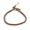 Cotton Cord Bracelets, with Brass Finding, Golden, Tan, 8-1/2 inch(21.5cm)~9 inch(23cm)