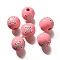 Valentine's Day Element Printed Wood Beads, Round, Pink, 16mm, Hole: 4mm