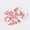 Floral Printed Porcelain Beads, Flower Patterned Ceramic Beads, Round, Red, 12mm, Hole: 2~2.5mm