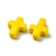 手作りランプワークビーズ  クロス  きいろ  26x19.5x7.5mm  穴：1.6mm&nbsp;LAMP-Q004-01A-02-2